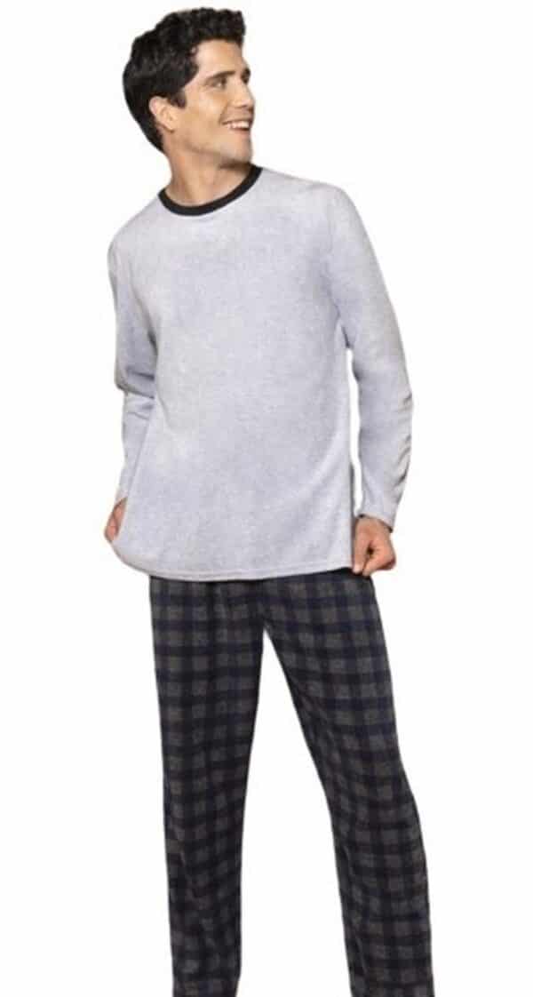 Pijama Micropolar Grafito Cuadros Hombre Baziani - Imagen 3