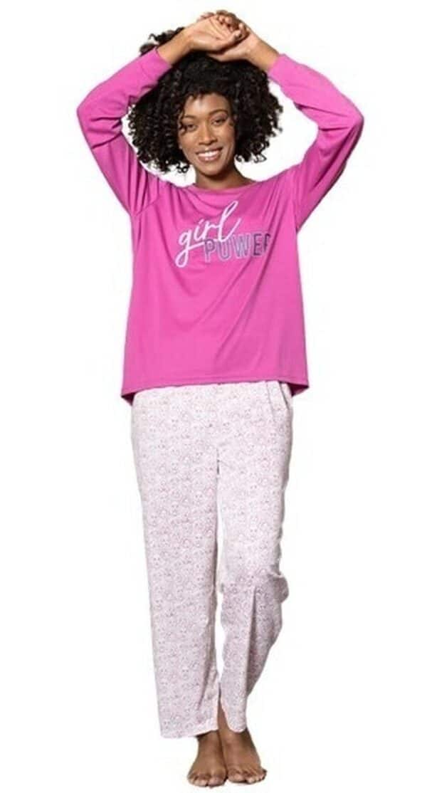 Pijama Algodón Girl Power Fuscia Mujer Baziani - Imagen 3