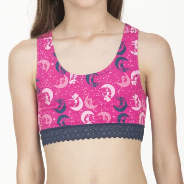 Top de Algodón Estampado con Encaje