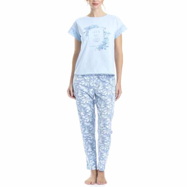 Pijama Estampado de Algodón y Viscosa para Mujer