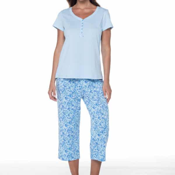 Pijama Capri con Encaje en Hombros