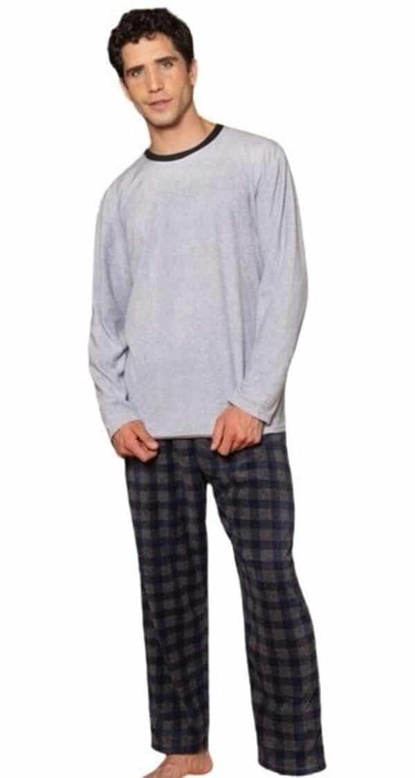 Pijama Micropolar Grafito Cuadros Hombre Baziani - Imagen 2