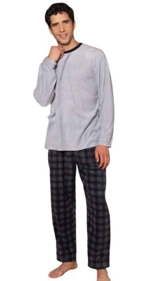 Pijama Micropolar Grafito Cuadros Hombre Baziani