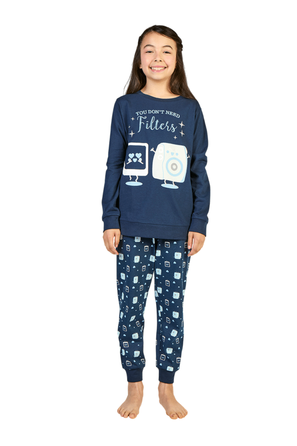 Pijama Cotton Niña con Estampado y Bordado