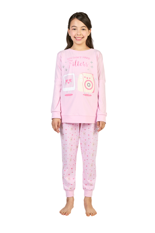 Pijama Cotton Niña con Estampado y Bordado - Imagen 5