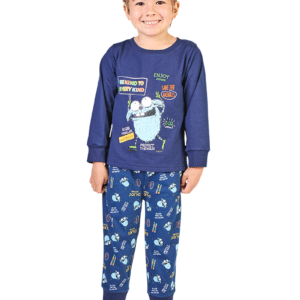 Pijama Cotton manga larga con bordado y cintura ajustable