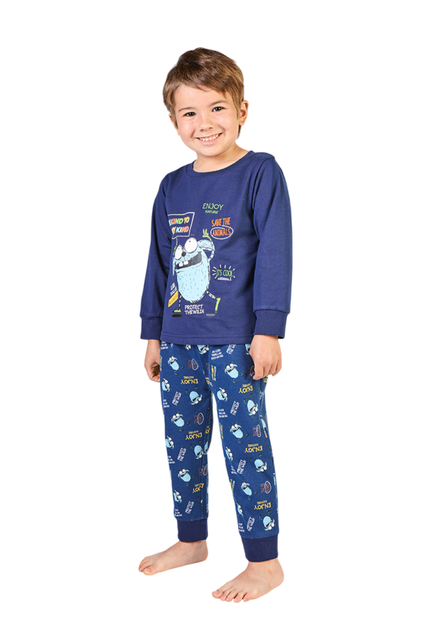 Pijama Cotton manga larga con bordado y cintura ajustable - Imagen 2