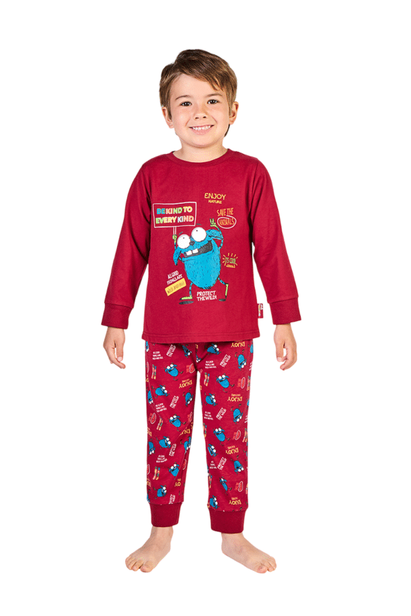 Pijama Cotton manga larga con bordado y cintura ajustable - Imagen 5