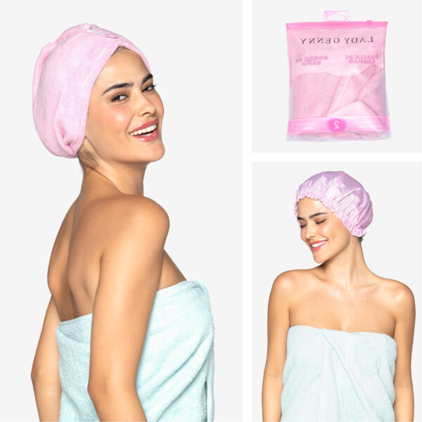 Set Toalla De Cabello & Gorro De Baño - Imagen 3
