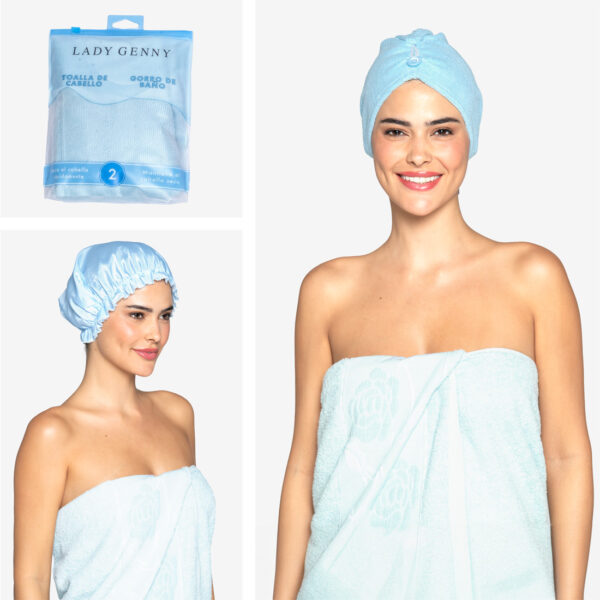 Set Toalla De Cabello & Gorro De Baño - Imagen 2