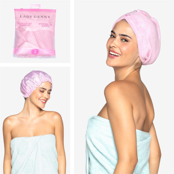 Set Toalla De Cabello & Gorro De Baño - Imagen 4