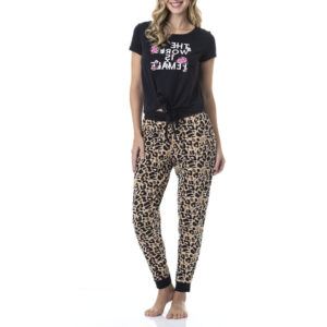Pijama Largo De Algodón Con Estampado