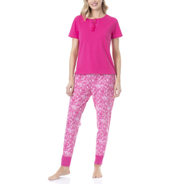 Pijama De Algodón Con Bordados Y Lazo Ajustable - Imagen 4