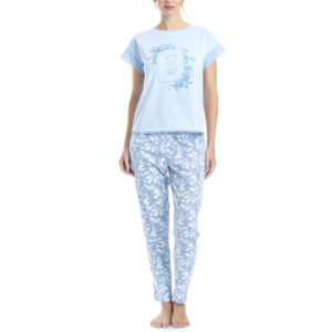 Pijama Estampado De Algodón Y Viscosa Para Mujer