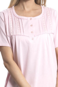 Camisa algodón liso con alforzas y pasacinta