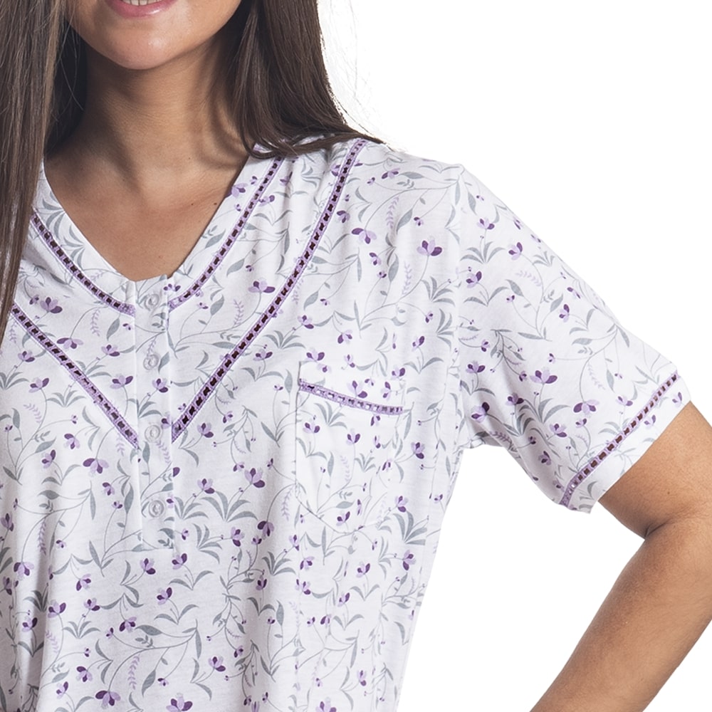 Camisola Algodón Est. Manga Corta Con Botones Y Deshilado - Imagen 5