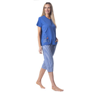 Pijama Algodón Capri Con Botones Est. Bicicleta | Confort Diario