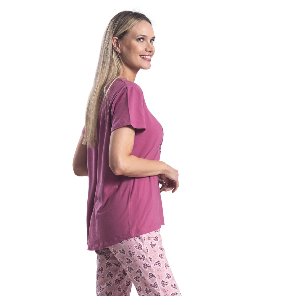 Pijama Algodón Capri Estampado Corazones | Sueño Dulce - Imagen 3