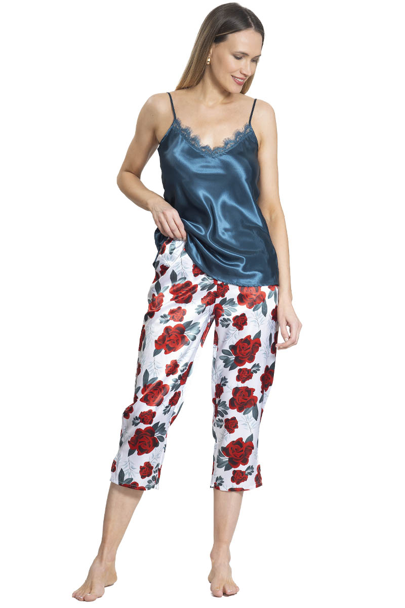 Pijama Satín Capri Top Pabilos Estampado | Estilo Natural