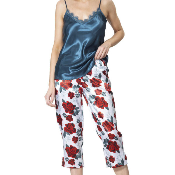 Pijama Satín Capri Top Pabilos Estampado | Estilo Natural