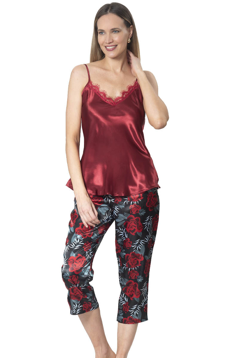 Pijama Satín Capri Top Pabilos Estampado | Estilo Natural