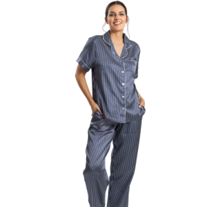 Pijama Satín Largo Estampado Listado | Estilo Suave