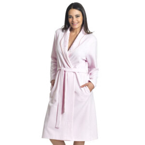 Bata biscocho algodón smoking y bordado | Elegancia Natural