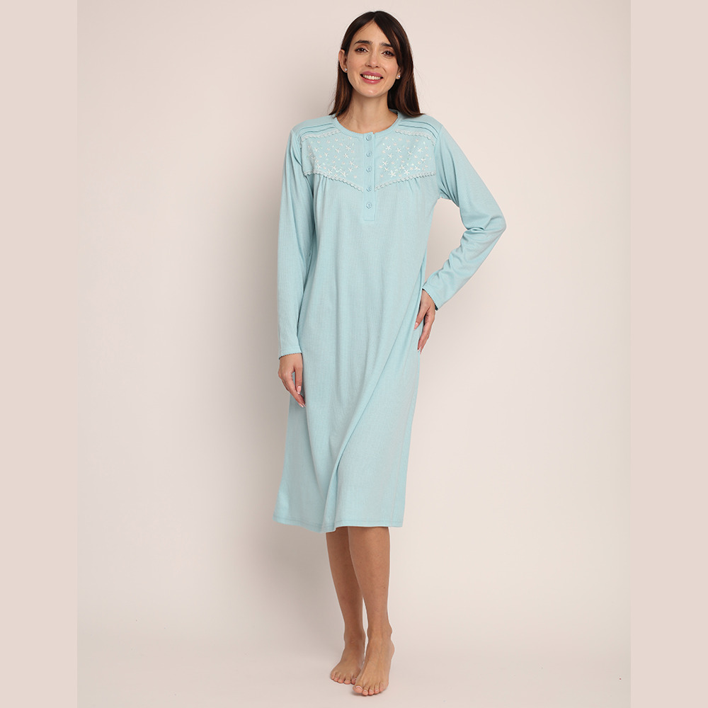 Camisa algodón acanalado con bordado | Confort y Suavidad