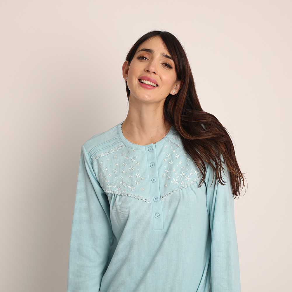 Camisa algodón acanalado con bordado | Confort y Suavidad - Imagen 8