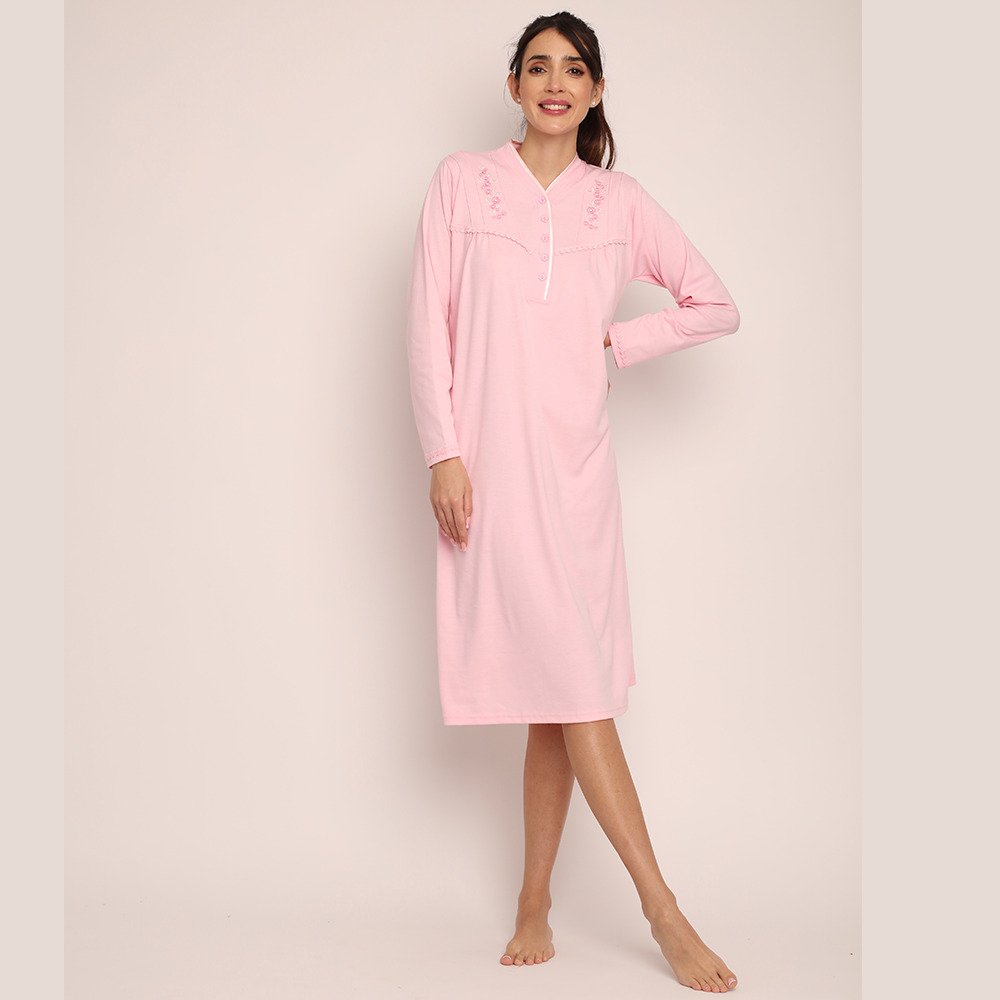 Camisa algodón liso con bordado y cuello satín | Elegancia - Imagen 10