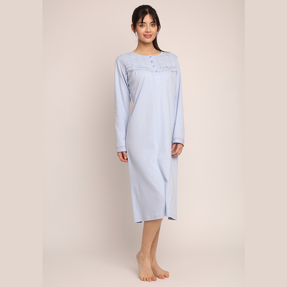 Camisa algodón liso con bordado tallas grandes | Confort