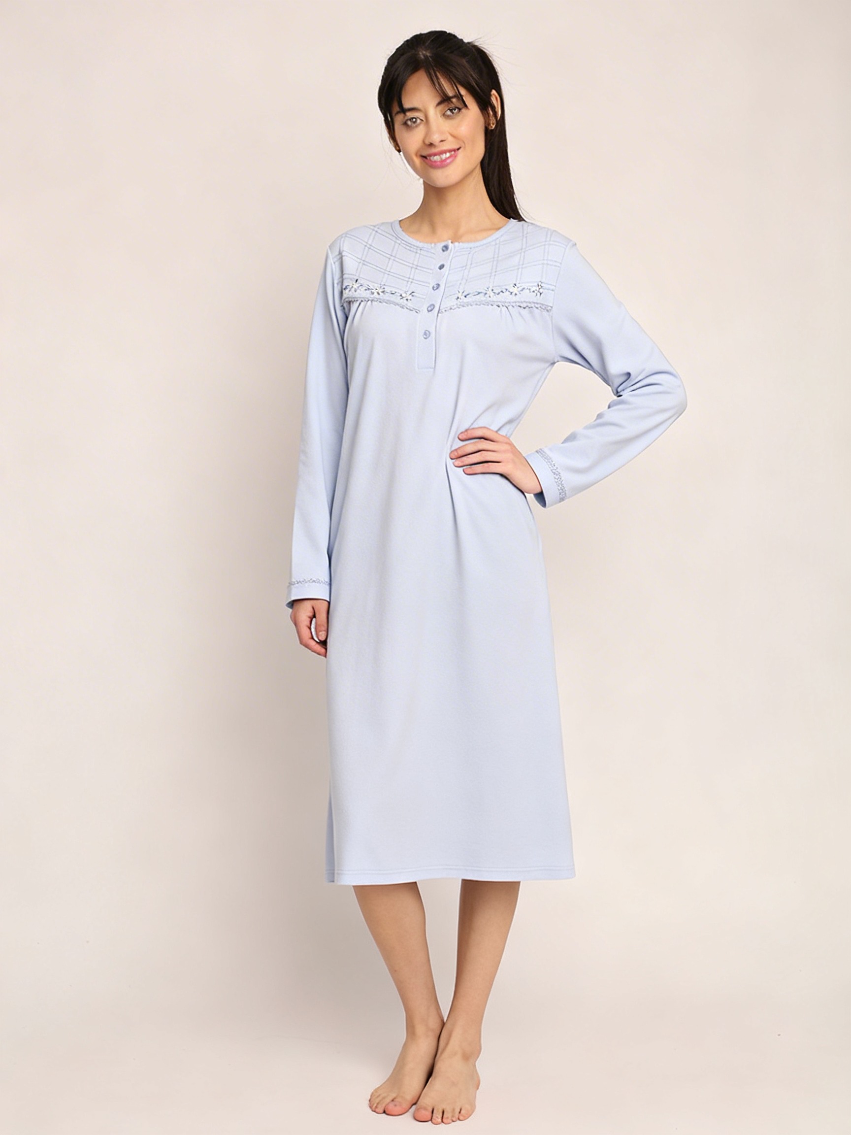 Camisa algodón liso con bordado tallas grandes | Confort