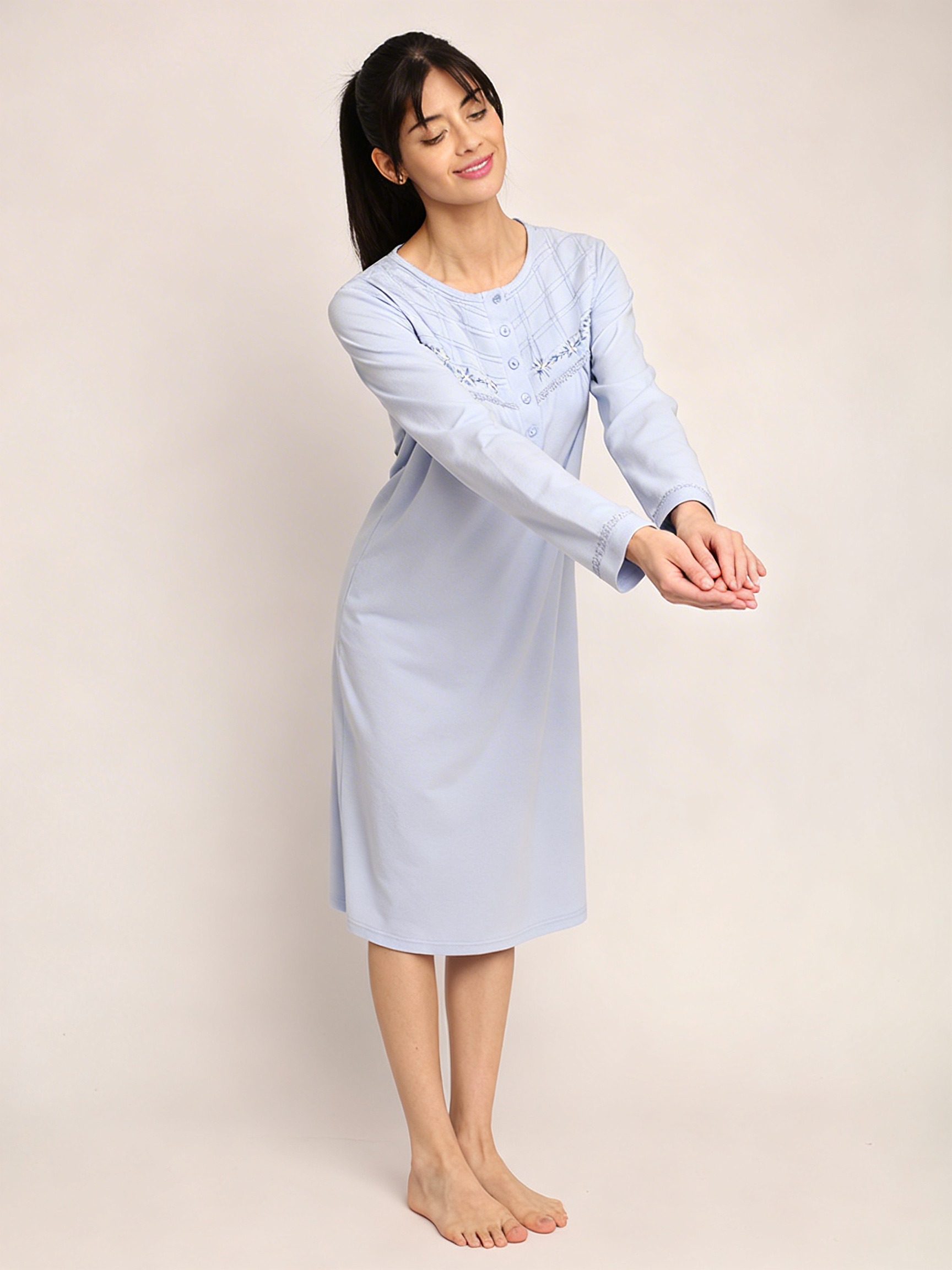 Camisa algodón liso con bordado tallas grandes | Confort - Imagen 3