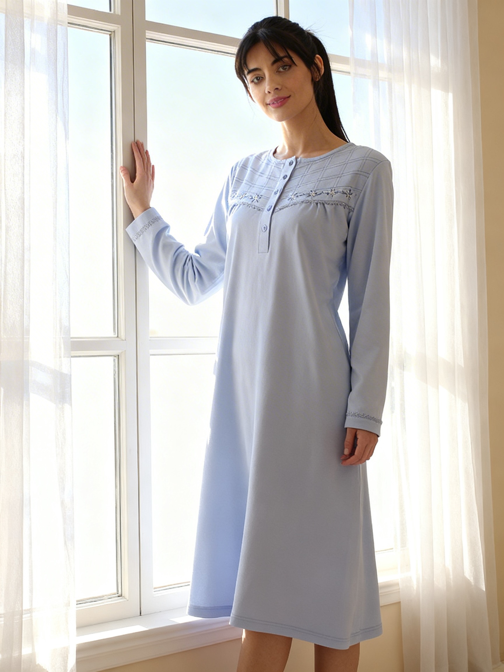 Camisa algodón liso con bordado tallas grandes | Confort - Imagen 4