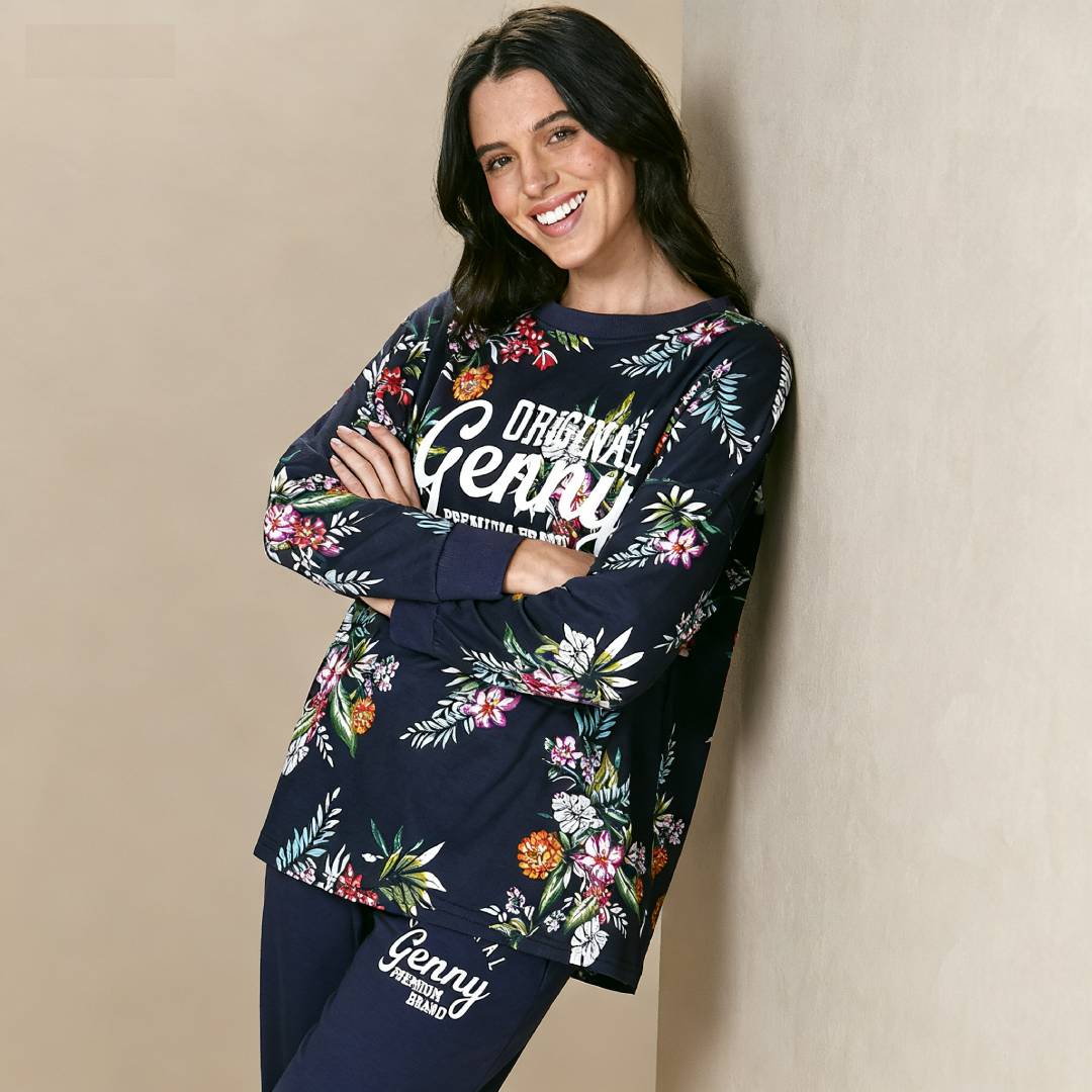 Conjunto Pijama Algodón Floreado Lady Genny - Imagen 3