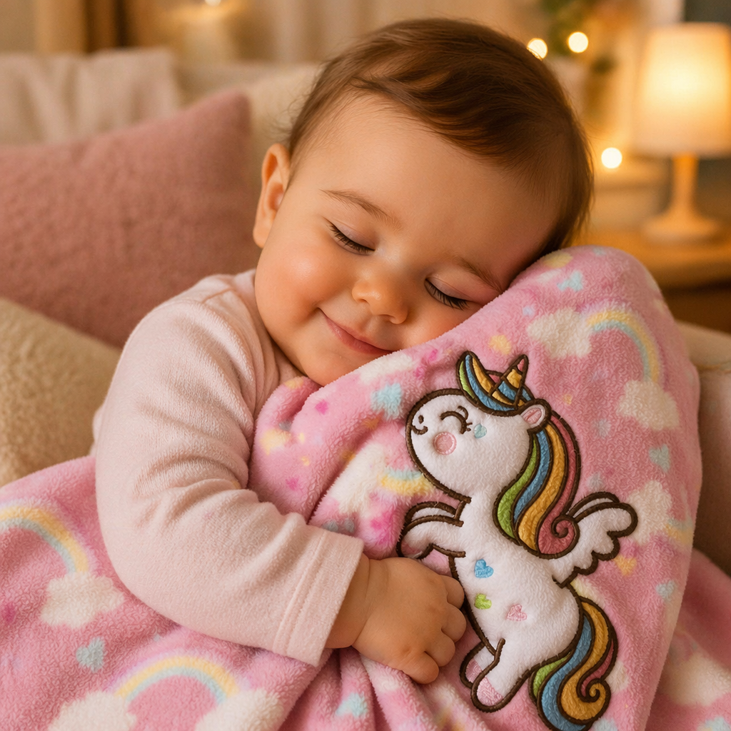 Manta extra suave bebe unicornio | Maximo confort y calor