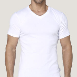 Camiseta Cotton Rib Manga Corta Cuello En V