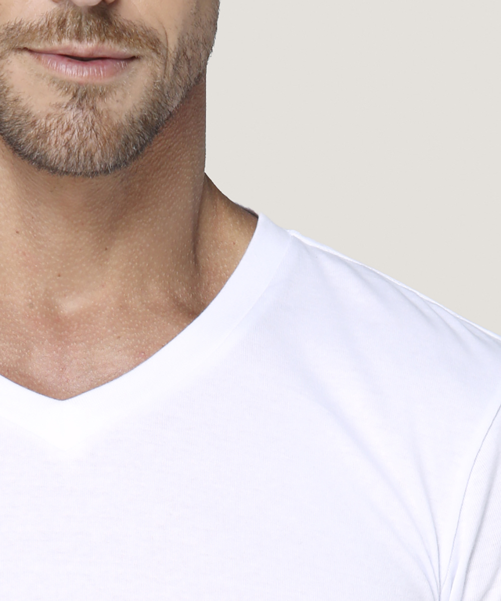 Camiseta Cotton Rib Manga Corta Cuello En V