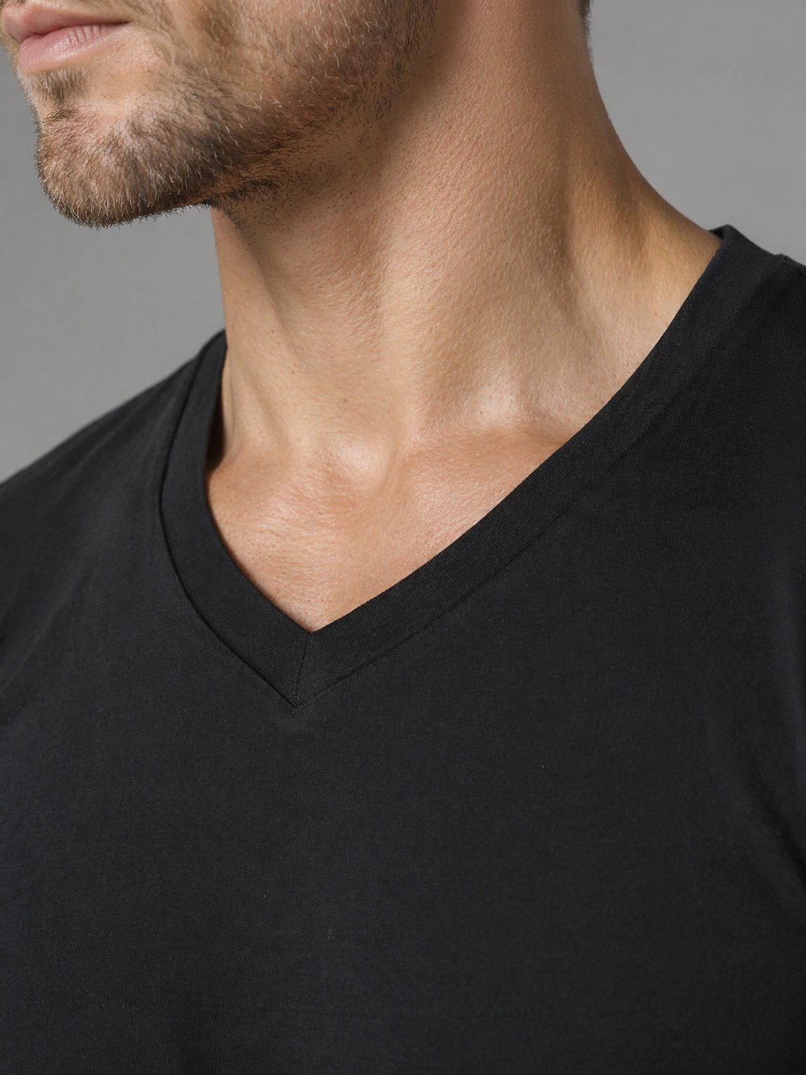 Camiseta Cotton Rib Manga Corta Cuello En V