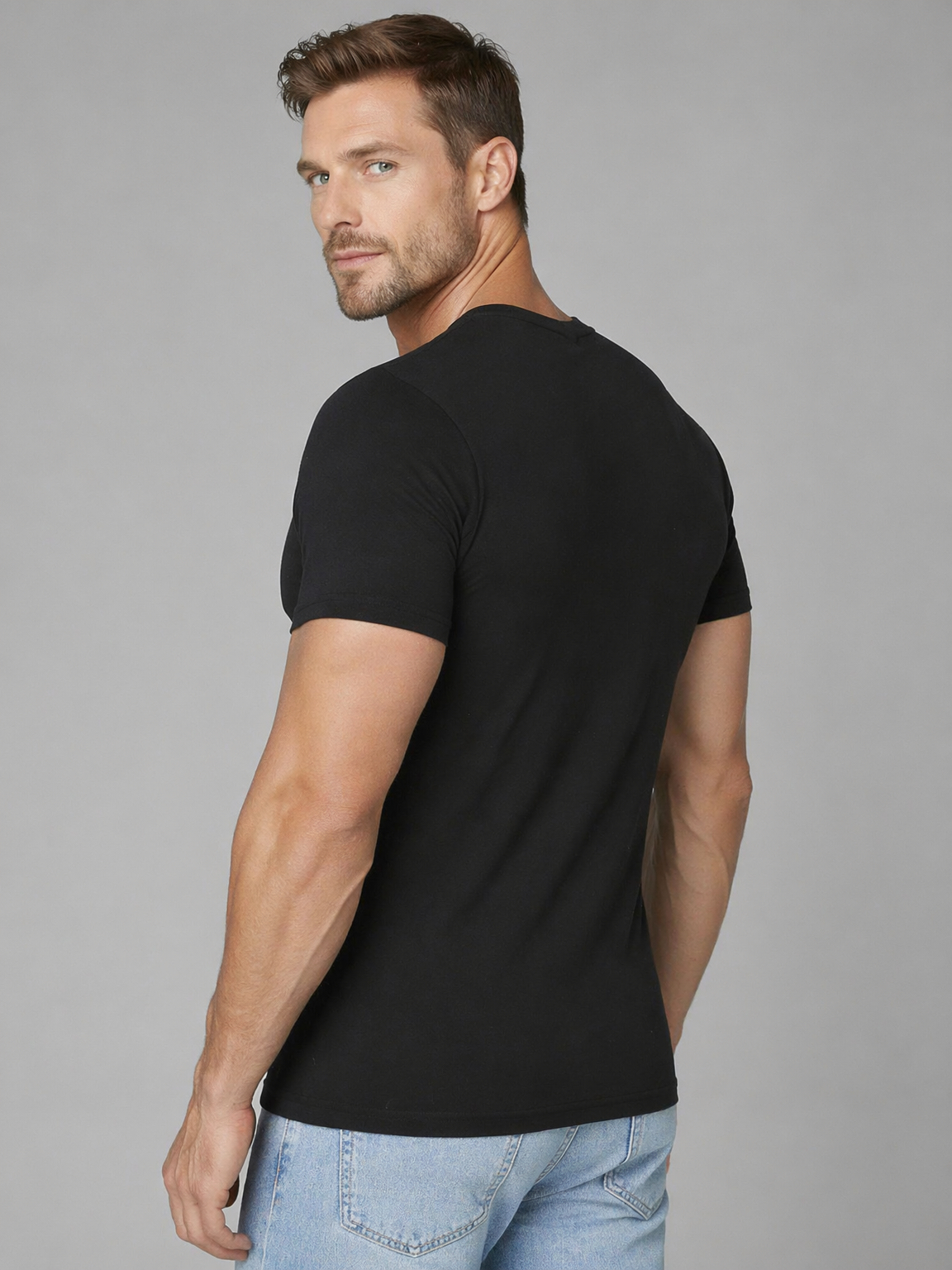 Camiseta Cotton Rib Manga Corta Cuello En V