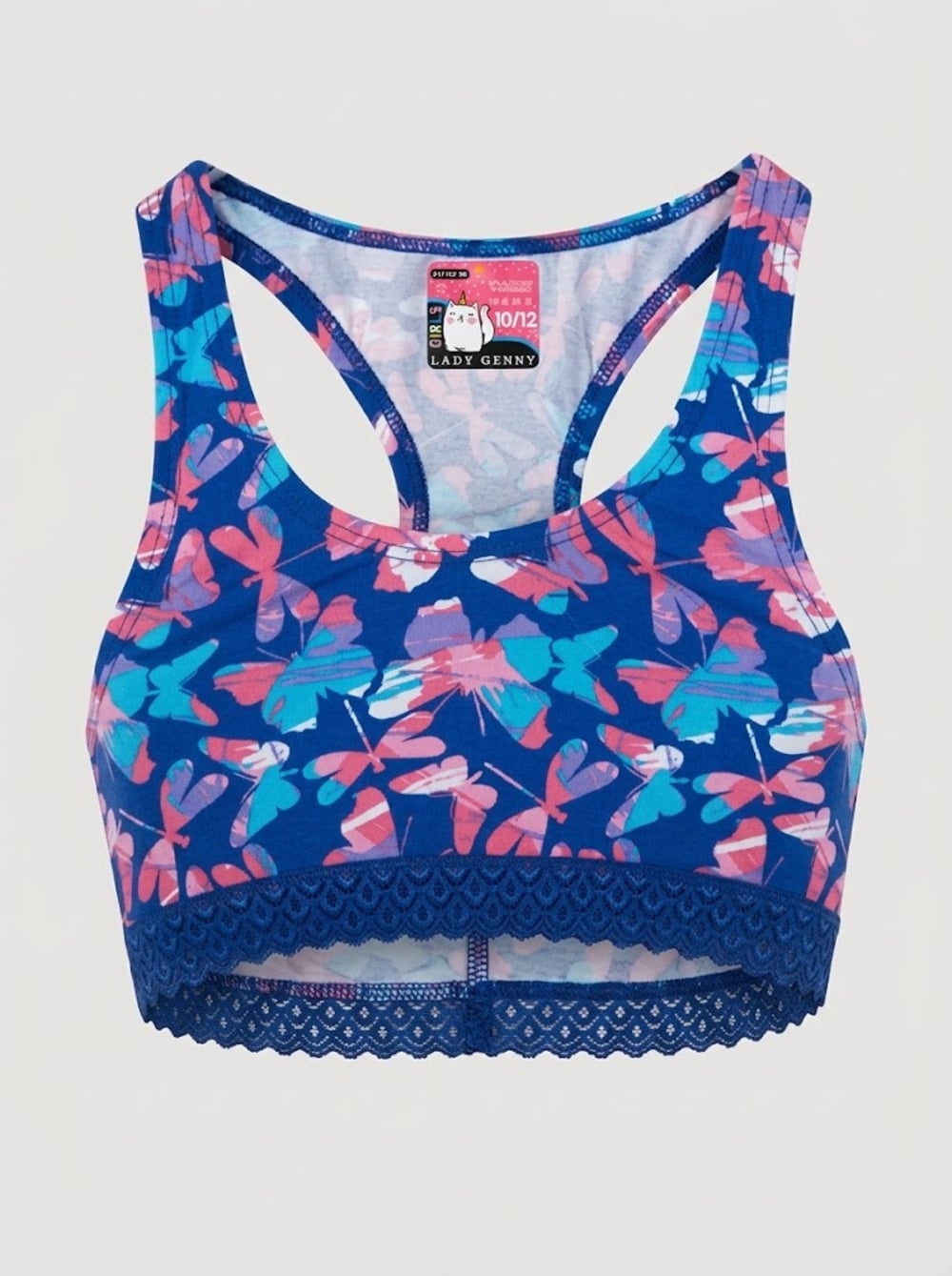 Top de Algodón Estampado con Encaje