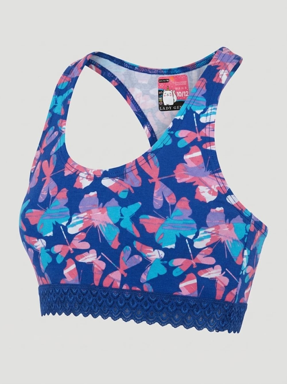 Top de Algodón Estampado con Encaje