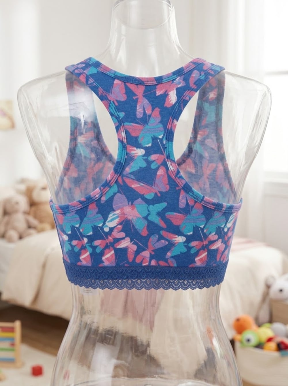 Top de Algodón Estampado con Encaje
