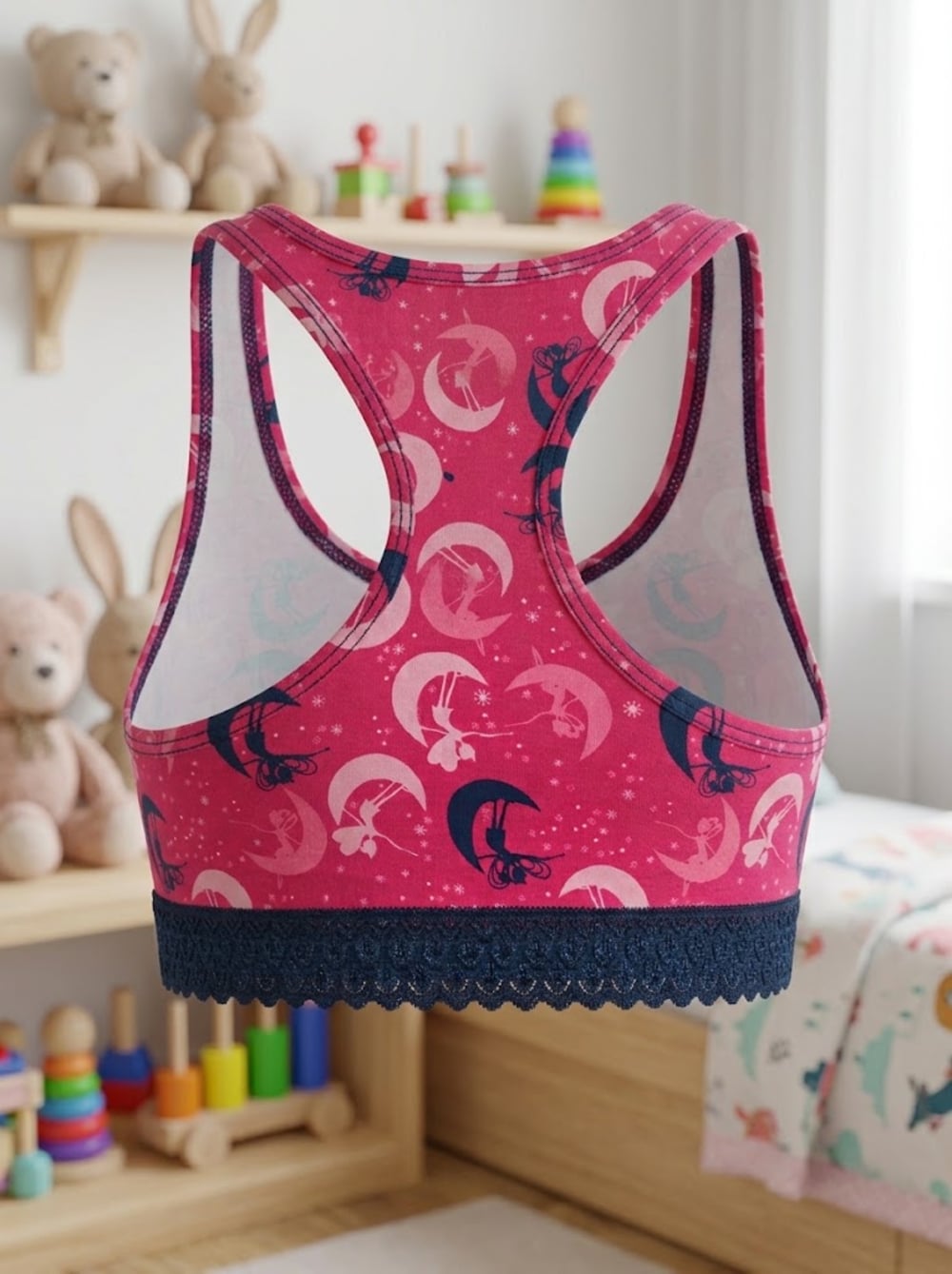Top de Algodón Estampado con Encaje