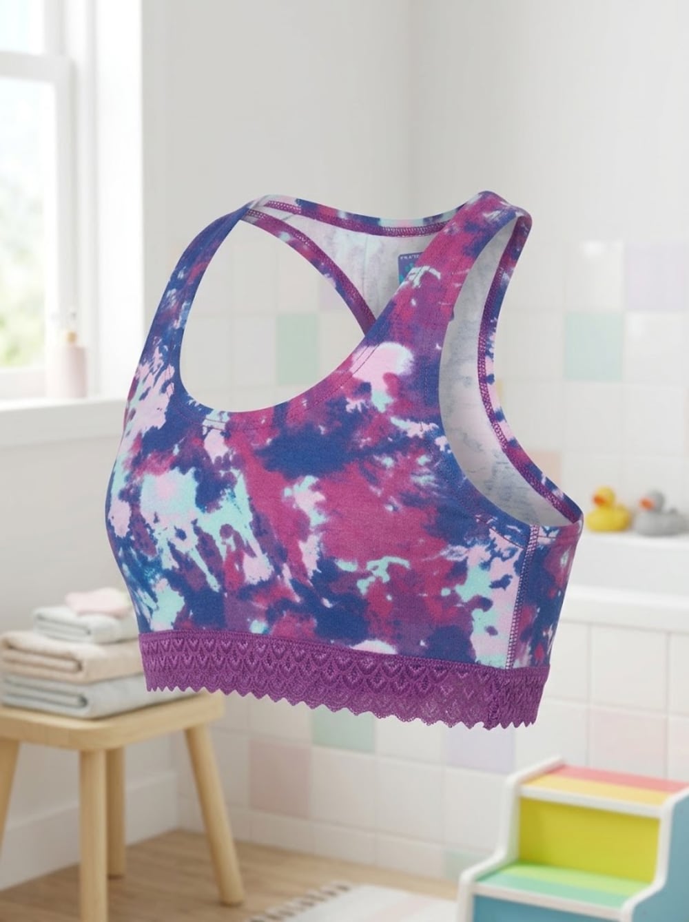 Top de Algodón Estampado con Encaje