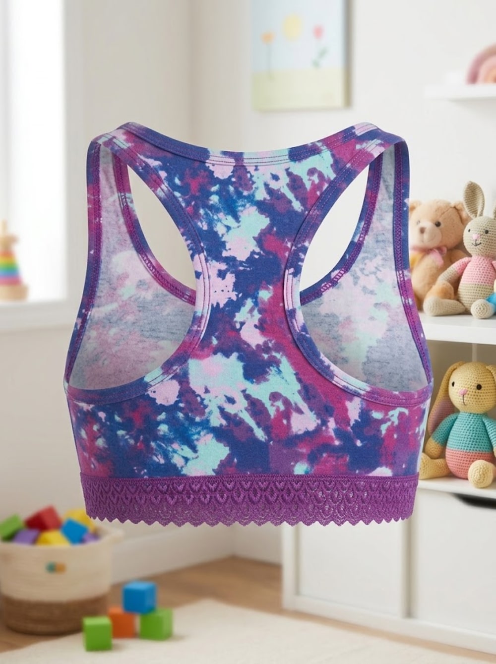 Top de Algodón Estampado con Encaje