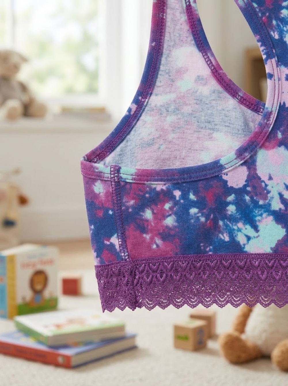 Top de Algodón Estampado con Encaje