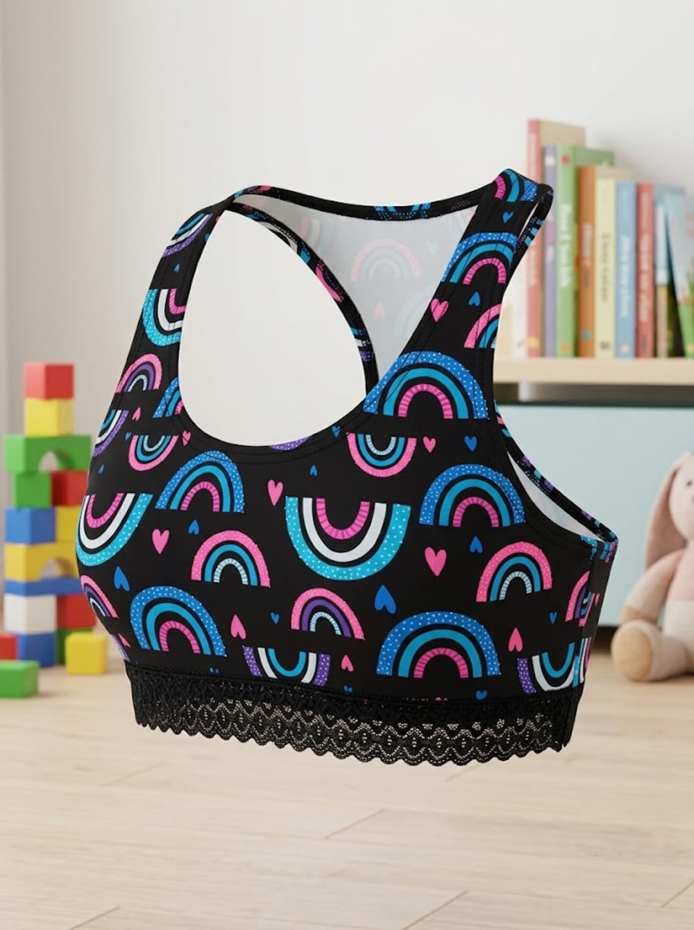 Top de Algodón Estampado con Encaje