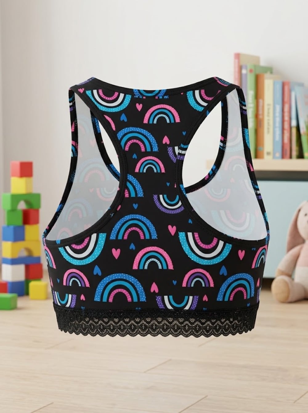 Top de Algodón Estampado con Encaje