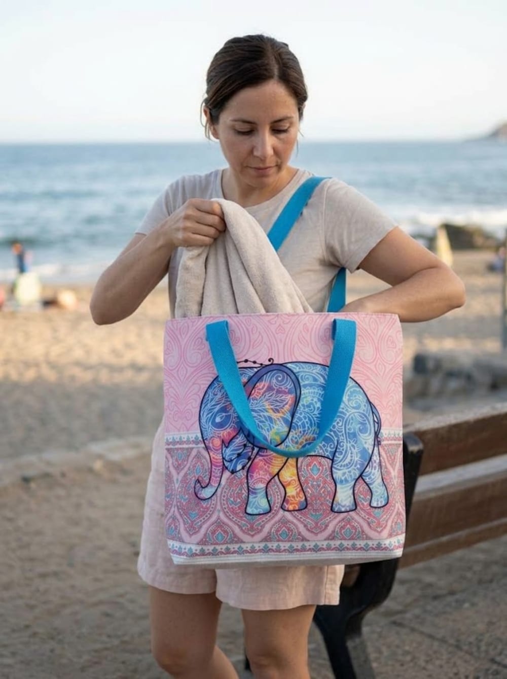 Bolso Playero Elefante Estampado | Estilo y Funcionalidad
